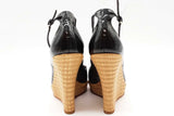 Gucci Black Patent Leather Peep Toe Wedges Size 10.5 B Eb1225crde
