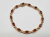 Red Garnet 14k Yellow Gold 9.73g Tennis Bracelet 7.25 In Do0325rxzde