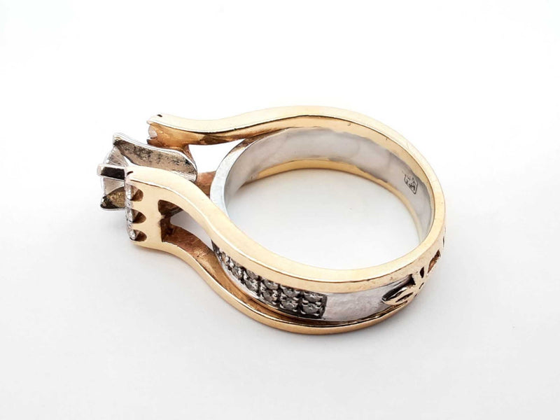0.83 Cttw Diamond & Two-tone 14k Yellow Gold Ring 7.7 Gram Size 6.25 Fw0925rxzdu
