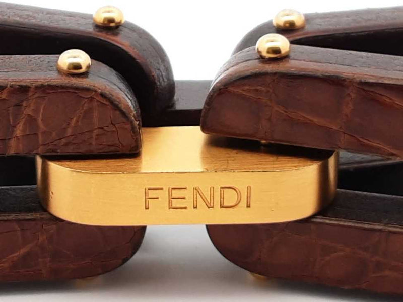 Fendi Wood  & Leather Link Bracelet 77.2 Grams Fw0125lxzdu