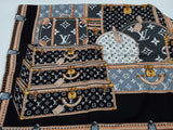 Louis Vuitton 100% Silk Monogram Trunk Let's Go Square Scarf Eb0426lxzsa
