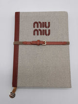 Miu Miu Beige Canvas Wide Ruled Notebook Do1225ocde
