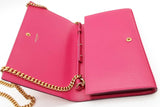 Yves Saint Laurent Pink Leather Cassandre Clutch With Chain Eb0526cpide