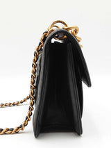 Chanel Large Double You Flap Bag In Diamond-quilted Black Leather Fw0626lixzdu