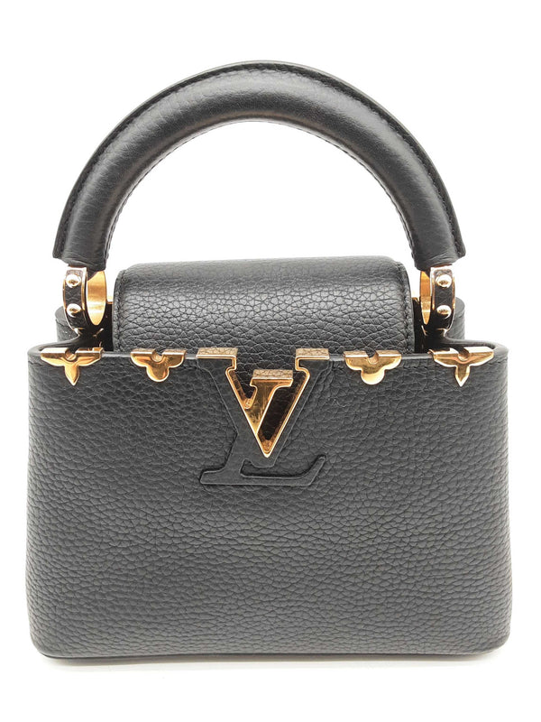 Louis Vuitton Capucine 2 Way Black Pebbled Leather Crossbody Bag Do0924oxzxde