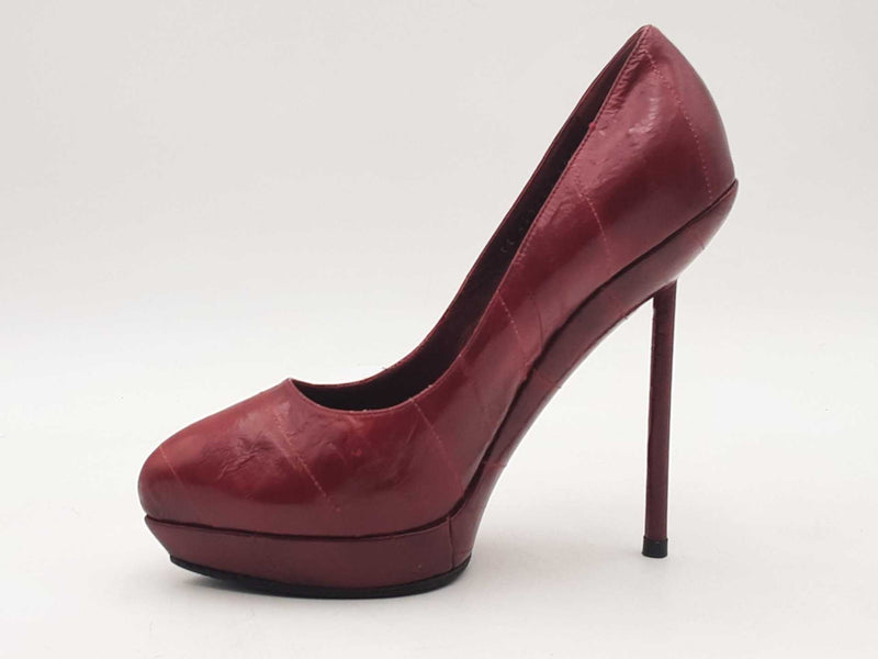 Yves Saint Laurent Rive Gauche Leather Pumps Red Size 7.5 Aa1025pzsa