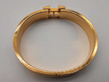 Hermes Clic H Blanc 18k Yg 39.5g White Enamel Bangle Bracelet 6.75 In Do0924oxzde