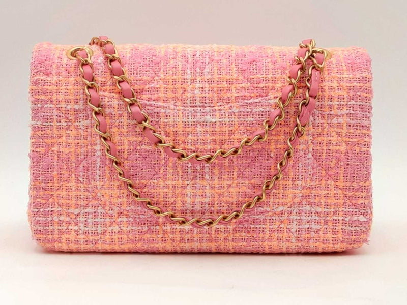Chanel Classic Medium Tweed Pink Handbag Aa0625rrxzsa