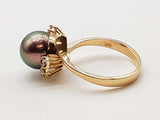Multicolor Iridescent Gray Pearl 18k Yellow Gold 5.3g Ring Size 8 Do0526pixde