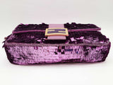 Fendi Baguette Purple Sequined Shoulder Bag Do1225lrxzde