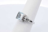 Blue Gemstone & Diamond Ring In 14k White Gold 3.5 Grams Size 6.25 Eb0725lordu