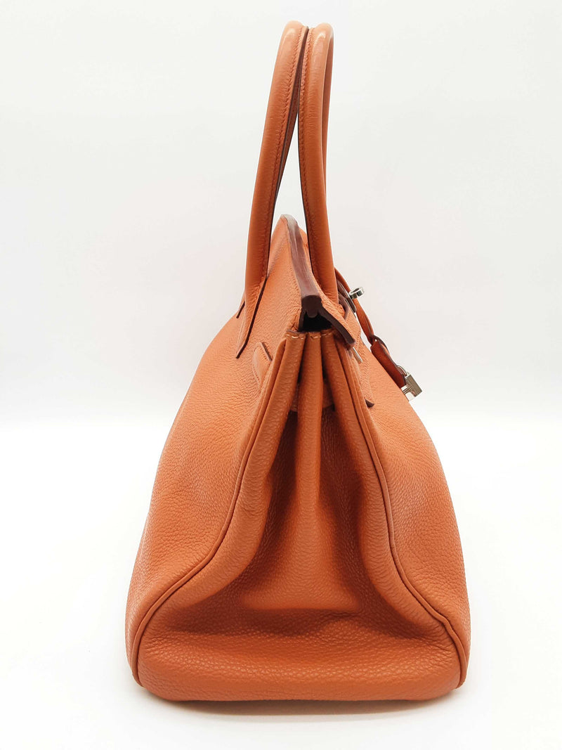 Hermes Birkin 35 Potiron Orange Clemence Palladium Handbag Do0325crxzde