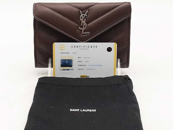 Yves Saint Laurent Chevron Quilted Loulou Wallet Brown Aa1125lrzsa