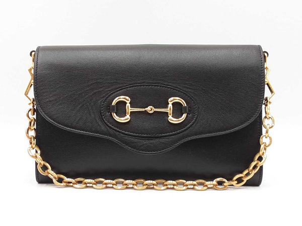 Gucci 1955 Horsebit Black Leather Chain Shoulder Bag Fw0525przdu
