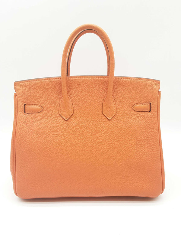 Hermes Birkin 25 Potiron Orange Clemence Palladium Handbag Do1122lrrzxde
