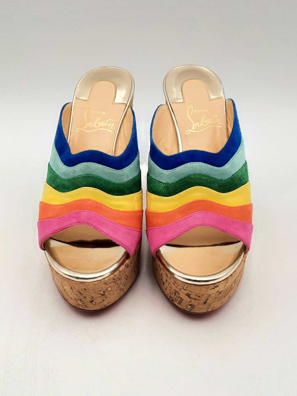 Christian Louboutin Rainbow Suede O Sister Platform Mules Size 36 Eb1224lxzsa