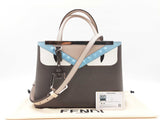 Fendi Petit 2jour Monster Eyes Tote In Vitello Elite Gray Leather Fw0926wzxdu