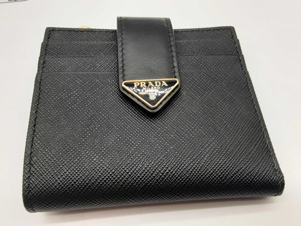 Prada Black Saffiano Leather Snap Bifold Wallet Do0724oxzde
