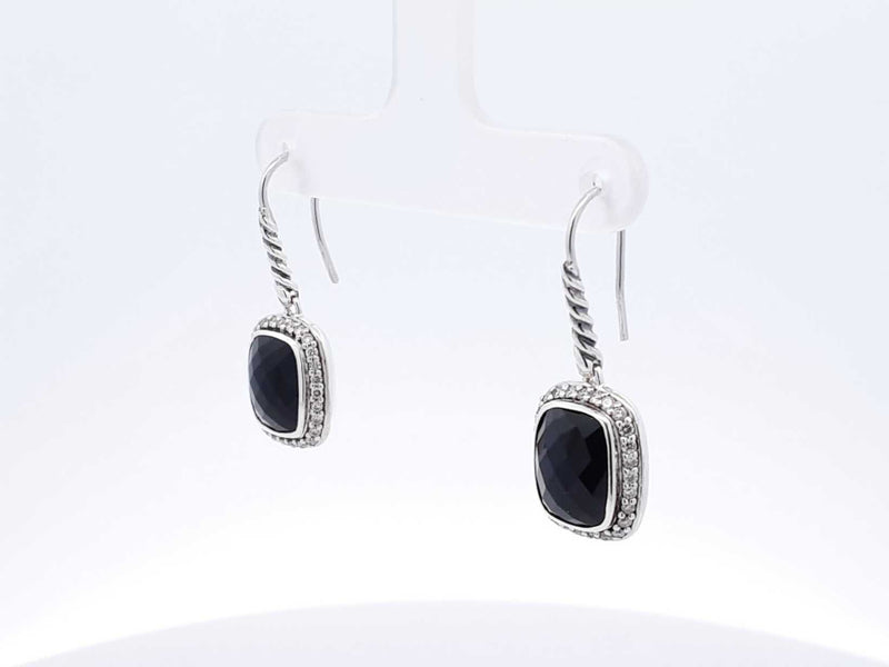 David Yurman Sterling Silver, Onyx & Diamond Albion Drop Earring  6.6 Grams Fw0525lxzdu