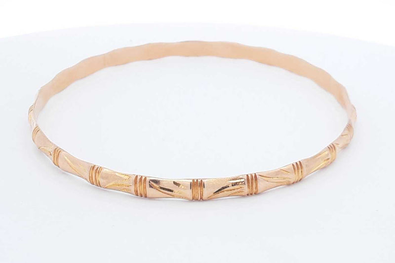 14k Yellow Gold Bamboo Bangle Bracelet 15.1 Grams Eb1224wrxdu