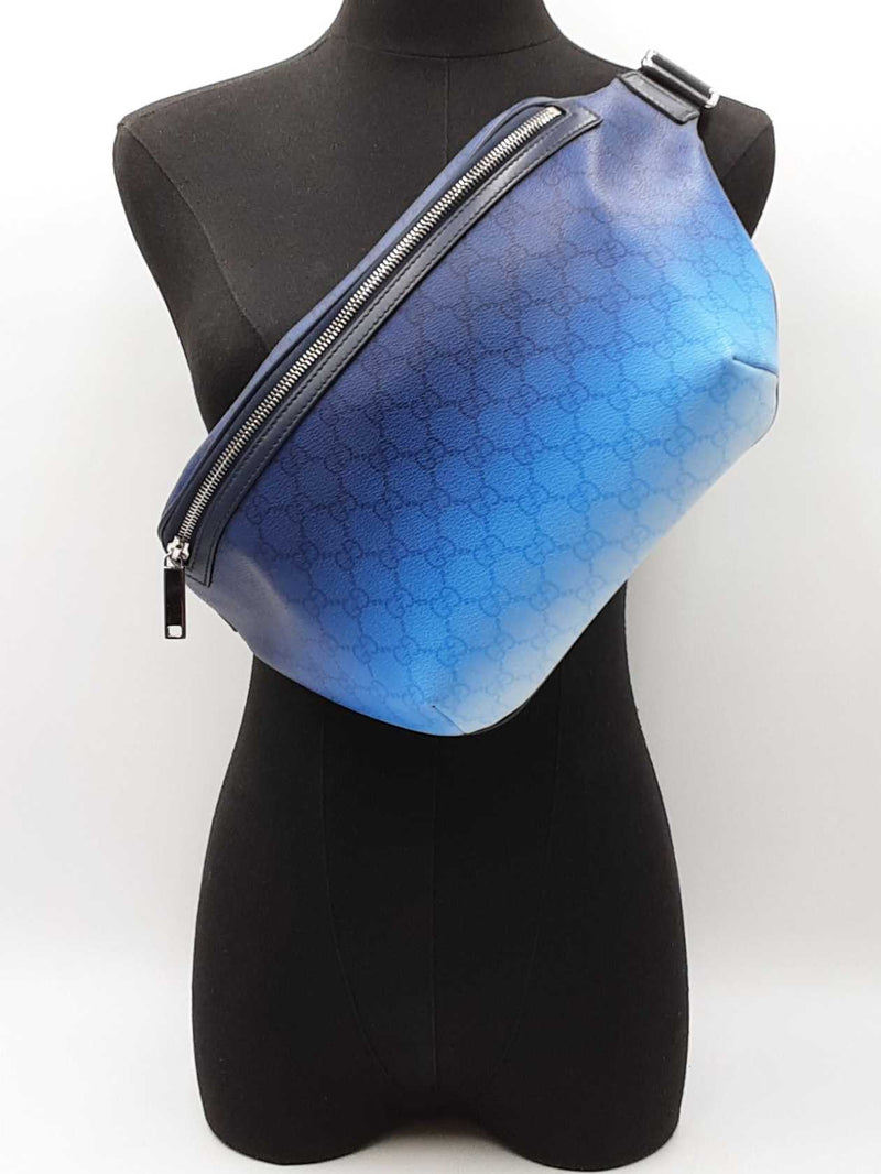 Gucci Chroma Large Belt Bag In Blue Gg Monogram Coated Canvas Fw1025szxdu