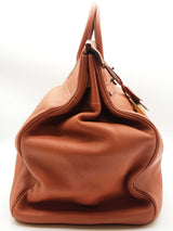 Hermes Birkin Hac 50 Gold Brown Clemence Brass Duffle Bag Do0823lwrxzde