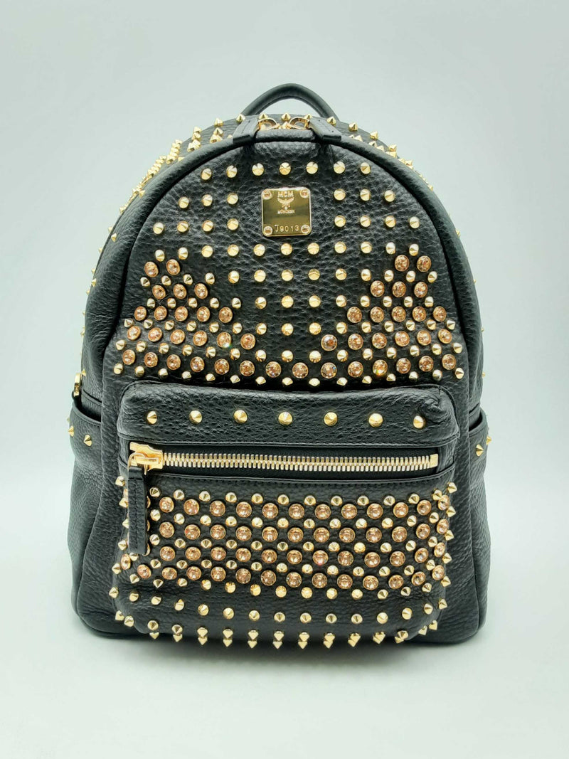 Mcm Stark Crystal Studded Black Leather Backpack Fw1024orxsa