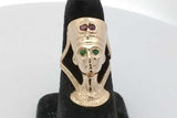 14k Yellow Gold Queen Nefertiti Bust Ring With Gemstones 11.8g Sz 7.5 Eb926ccrsa