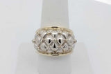 0.13cttw Diamond Quilted Lattice Ring In 14k Gold 10.1 Grams Size 8 Eb0926irxsa