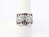 1.69 Cttw Diamond & 14k White Gold Multi Row Ring 15.4g Size 8.25 Fw0726loxzdu