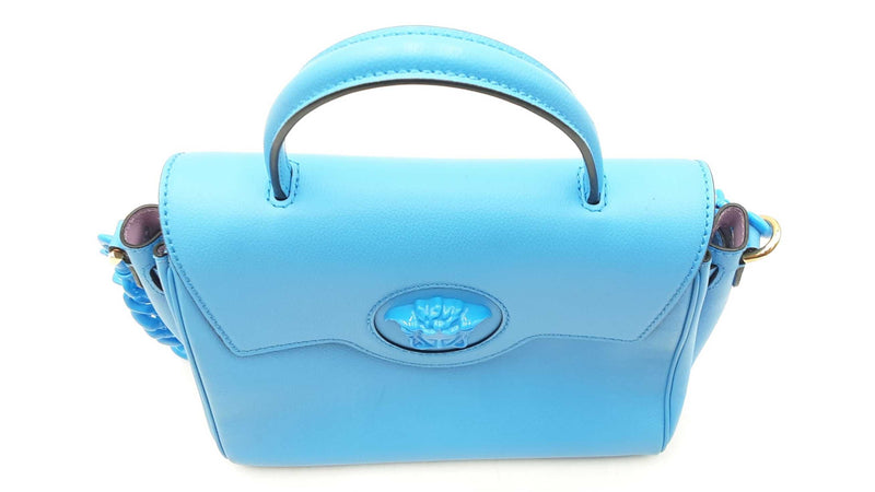 Versace La Medusa Blue Calfskin Leather Top Handle Handbag Sd0925orzdu