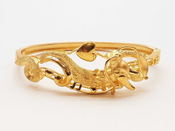 22k Yellow Gold 27.9g Dragon Love Music Clasp Bangle Bracelet 6 In Do0525owxzde