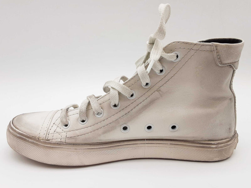 Yves Saint Laurent Bedford Distressed White Leather Shoes Size Eu 37 Do0525crde