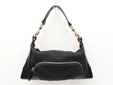 Fendi Chef Baguette Handbag In Black Zucchino Canvas & Leather Fw1125woxdu