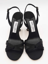Jimmy Choo Elsy Black Satin Heels Size 38 Eb0326lrxsa