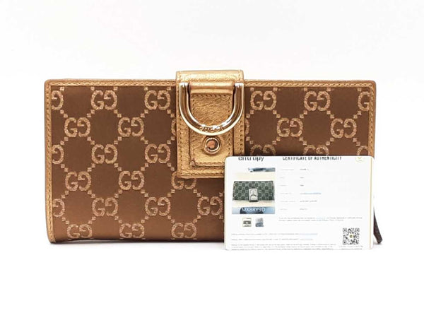 Gucci Timeless Gg Supreme Bronze & Gold Canvas Continental Wallet Fw0725crdu