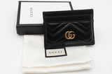 Gucci Gg Marmont Chevron Quilted Black Leather Card Case Wallet Eb0826lxzdu