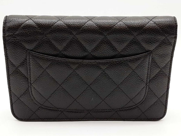 Chanel Black Quilted Caviar Wallet On Chain Eb0925olxzde