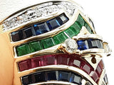 Sapphire Rubies Emeralds Diamonds 14k Yellow Gold 14.0g Ring Size 7 Do0626crxde