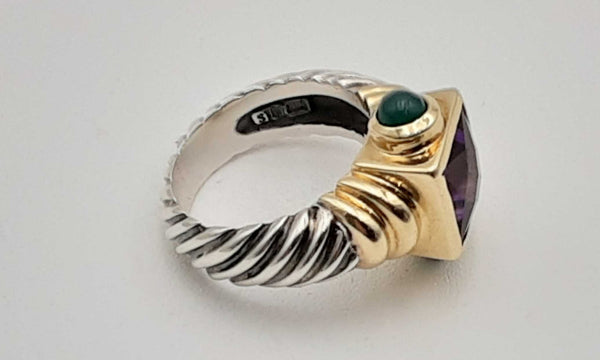 David Yurman Two-tone Silver Amethyst Ring Size 5.25 Dowrxsa 144010022631