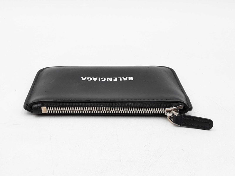 Balenciaga Cash Coin And Card Holder In Black Grained Leather Fw0725lzxdu