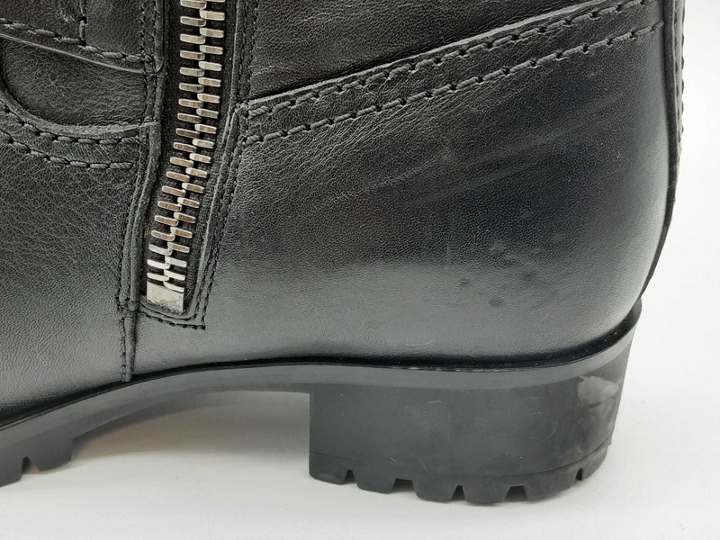 Prada Linnea Rossa Black Leather Biker Boots Size Eu 40 Do1124oxzde