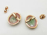 Oval Green Jade 14k Yellow Gold 2.5g Bezel Set Stud Earrings Do0426llrde