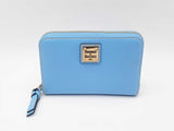 Dooney & Bourke Medium Zip Around Wallet In Sky Blue Saffiano Leather Fw0725pzdu