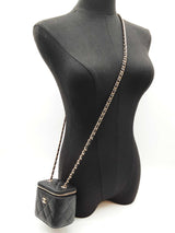 Chanel Mini Vanity Black Caviar Leather Chain Crossbody Case Do0825lrxzde