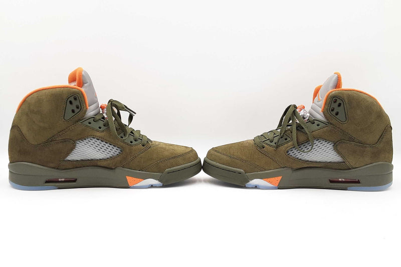 Nike Air Jordan 5 Retro In Army Olive & Solar Orange Size 11 Fw0925rzdu