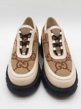 Gucci Gg Canvas & Leather Lace Up Platform Sneakers Size 39.5 Eb0925prxde