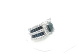 14k White Gold 6.7 Grams Diamond & Blue Spinel Lady's Ring Size 9 Jr1225oexmia