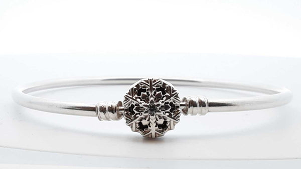 Pandora .925 Silver Snowflake Clasp Bangle Bracelet Lh1025wxde
