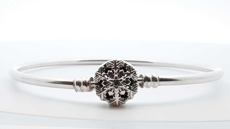 Pandora .925 Silver Snowflake Clasp Bangle Bracelet Lh1025wxde